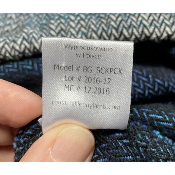 Lenny Lamb Blue Herringbone Weave Woven Wrap Bag Drawstring Backpack Tote Sack - Picture 5 of 6